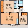 関田農住団地　コーポ旭 2LDKの間取り