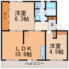 関田農住団地　コーポ旭 2LDKの間取り