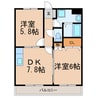 クレオール 2DKの間取り