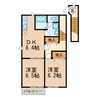 フラワーハイム 2DKの間取り