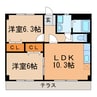 シャルマン篠木 2LDKの間取り