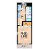 ボーリバージュ 1Kの間取り