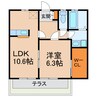 カーサ・ヴェルデ（大留町） 1LDKの間取り
