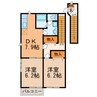 ローズデール 2DKの間取り