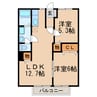 ワイドビュー白沢 2LDKの間取り