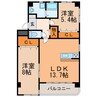 ロックガーデン　南棟 2LDKの間取り