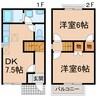 DUPLEX MIZUNO 2DKの間取り