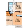 プラシード・カーサⅠ・Ⅱ 2LDKの間取り