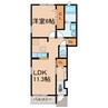 カーサフォレスト 1LDKの間取り