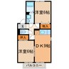 ウィング青山Ⅱ 2DKの間取り