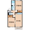 フロイデ山本 2DKの間取り