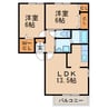 アヴニール（上条町） 2LDKの間取り