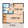 アーバンウェーブ岩成台 2Kの間取り