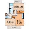 フォレストコートⅡ 2DKの間取り