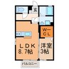 コスモスふじＡ 1LDKの間取り