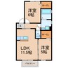 サンハイツ雅 2LDKの間取り
