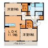 リヴァーレ 2LDKの間取り