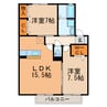 サンパーク白沢（川北町） 2LDKの間取り