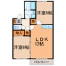 ヘーベル城前 2LDKの間取り