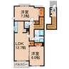 カーサ　ソラーレ 2LDKの間取り