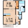 リバーオーク 1LDKの間取り