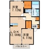 アルカディア永森 2LDKの間取り