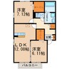 アルカディア永森 2LDKの間取り