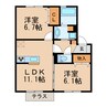 オリーヴ 2LDKの間取り