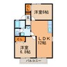 栄林ハイツ 2LDKの間取り