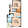 サニー　ガーデン（中切町） 1LDKの間取り