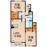 リーブル広田 2LDKの間取り
