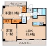 ヴィラ・エスポワール（稲口町） 2LDKの間取り