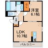 コートリバー 1LDKの間取り