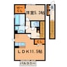 ヴィラ杏樹 1LDKの間取り