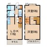 ベリアス　ワン 2LDKの間取り