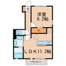 ハイモールⅡ・Ⅲ 1LDKの間取り