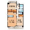 グレースコート豊山 2LDKの間取り