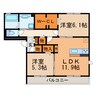 シェノアⅢ 2LDKの間取り