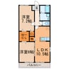 フルール苗田 2LDKの間取り