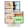 メゾンカメリアC棟 2LDKの間取り
