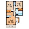 ノコパレス　A棟 2LDKの間取り