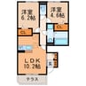ノコパレス　A棟 2LDKの間取り