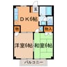 サンヴィレッヂ91 2DKの間取り