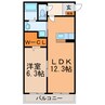 アイシェルフォート 1LDKの間取り
