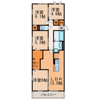 間取図 仮）D-room気噴町PJ　A棟