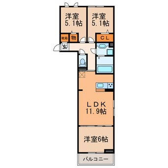 間取図 仮）D-room気噴町PJ　A棟