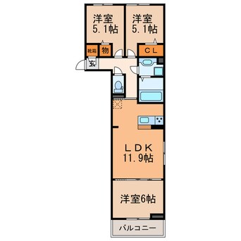 間取図 仮）D-room気噴町PJ　A棟