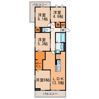 間取図 仮）D-room気噴町PJ　A棟