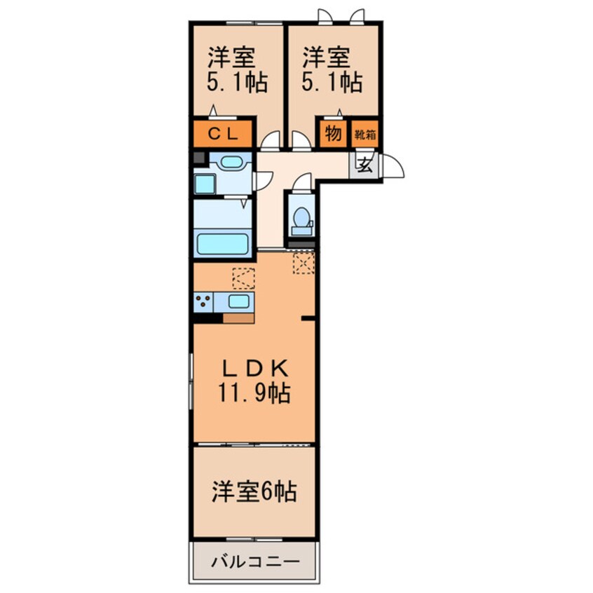 間取図 仮）D-room気噴町PJ　B棟