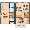 Oak Apt. 3LDKの間取り